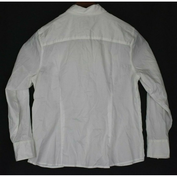 HERITAGE SHIRTINGS by Bass Womens White long sleeve button ruffle shirt - VTG XL - Picture 2 of 5